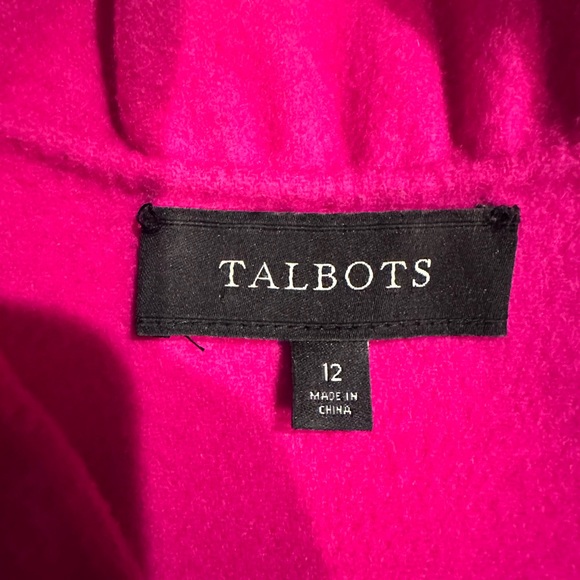 Talbots 🧥Jacket Size 12 Hot Pink Wool Blend Ruffle Collar Peplum Feminine, EUC - Picture 6 of 9